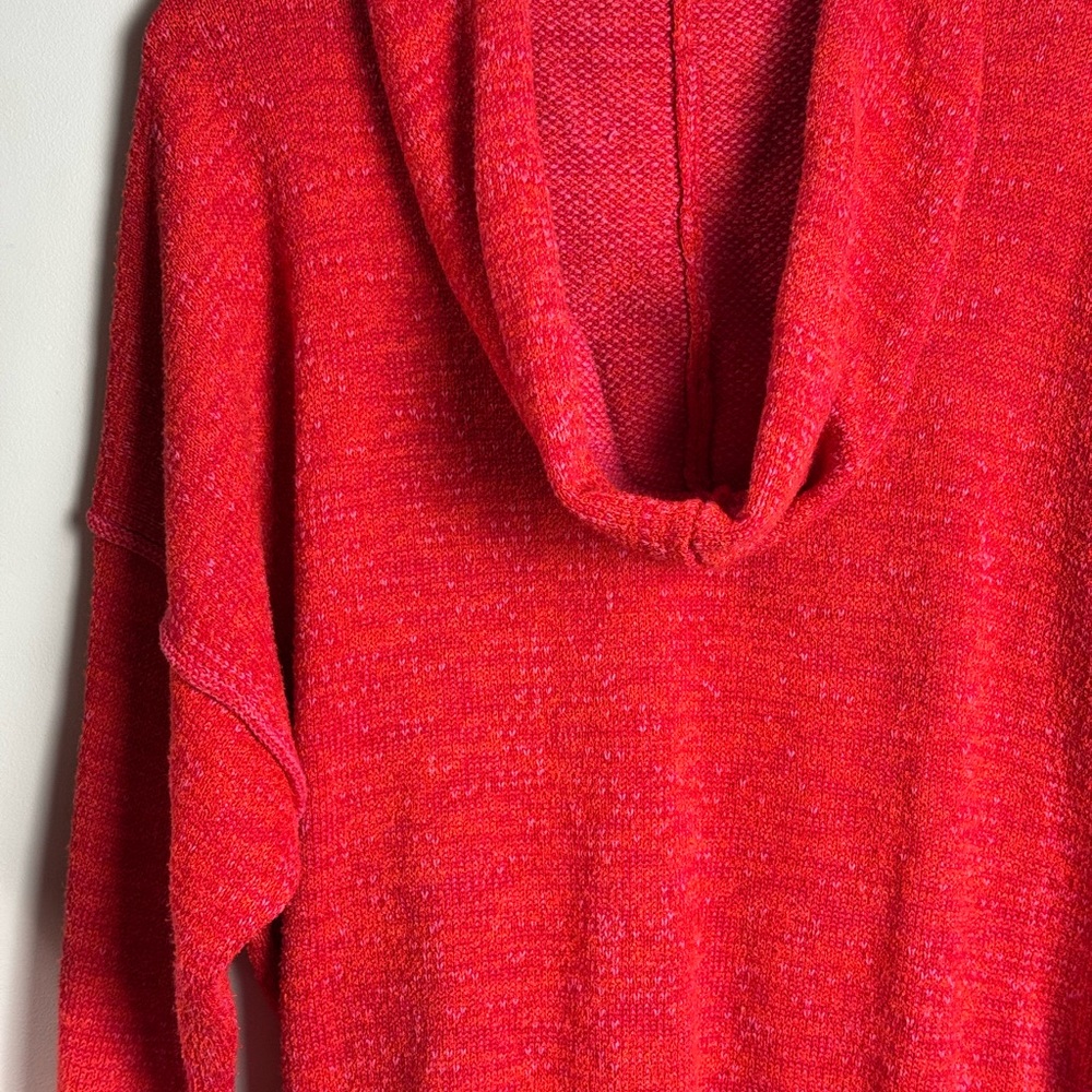 Free People Knit Zip Up Hoodie Red Pink Marled Size Medium - Picture 9 of 9